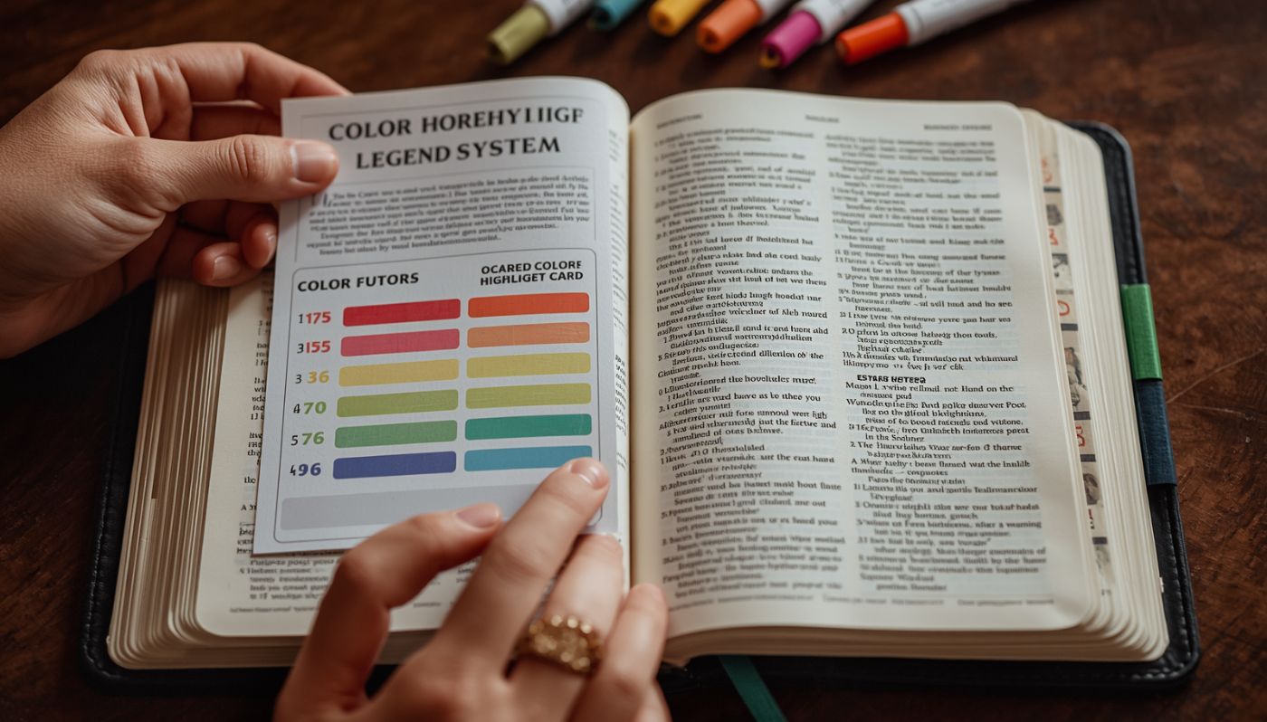 Step-by-step Bible highlighting system with color legend card